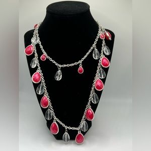 Statement Necklace Pink and Clear